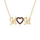 natural garnet mom heart necklaces in yellow gold vermeil